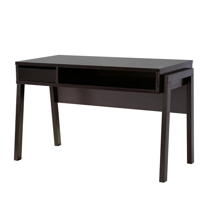 30 Inch 1 Drawer Wooden Office Desk, Dark Brown-Benzara
