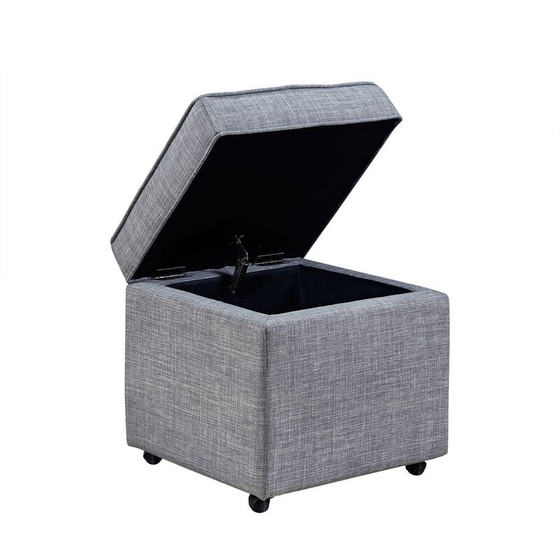Inspired Home Francis Linen Ottoman