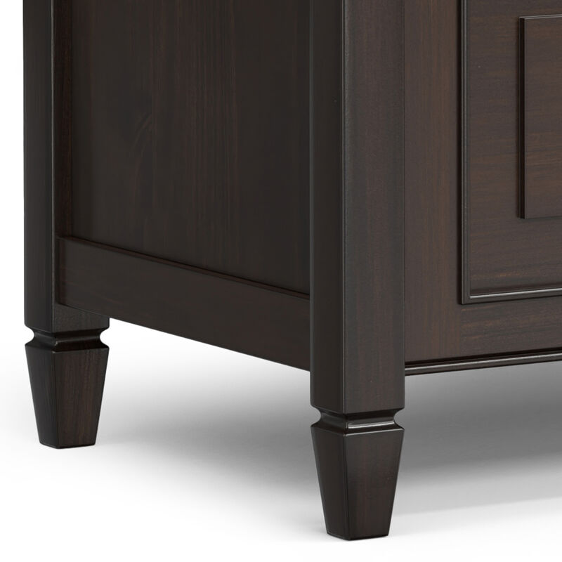 Connaught SOLID WOOD 30 inch Wide Traditional Small Entryway Storage Bench in Chestnut Brown