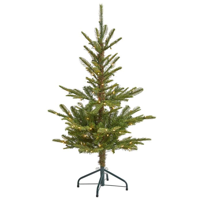 Nearly Natural Layered Washington Spruce Artificial Christmas Tree with Clear LED Lights and Bendable Branches