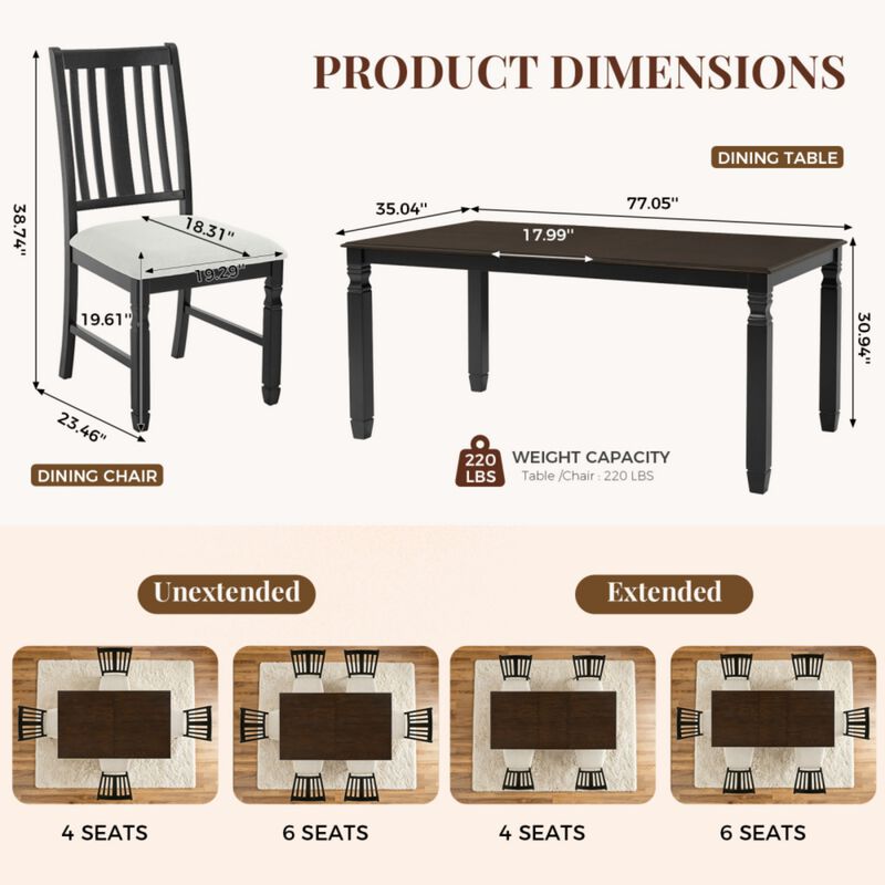 Jedtet Farmhouse 5‑Piece Extendable Dining Table Set image number 9