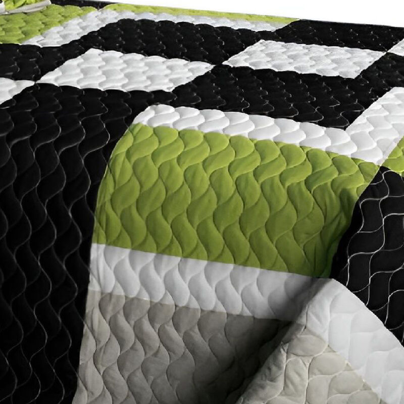 Earth Chant Quilted Patchwork Quilt Set 3PC Queen Cozy Bedding image number 2