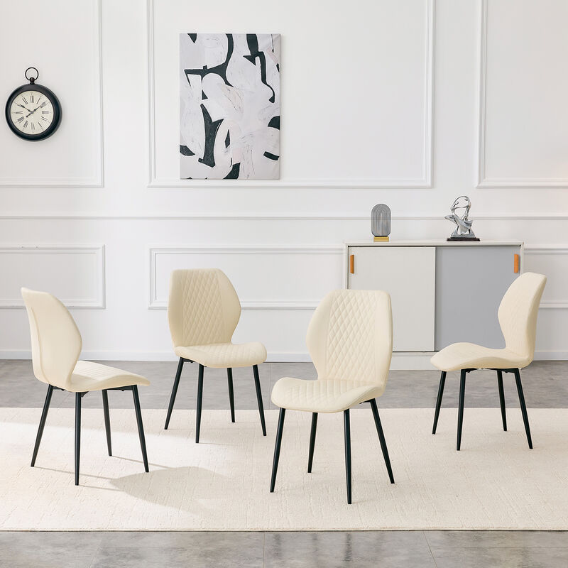 Whisen 4-Pack PU Leather Dining Chairs with Metal Legs, Light Luxury Upholstered Accent Chairs for Dining Room, Office, Study image number 3