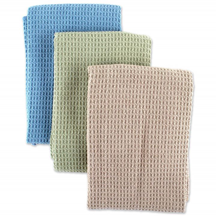 Set of 3 Assorted Micro Waffle Weave Dish Towels  9"