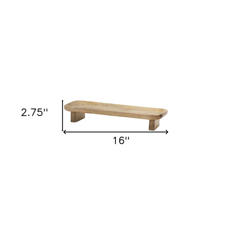 HomeRoots Set of Two Natural Solid Wood Riser Trinket Tray image number 5