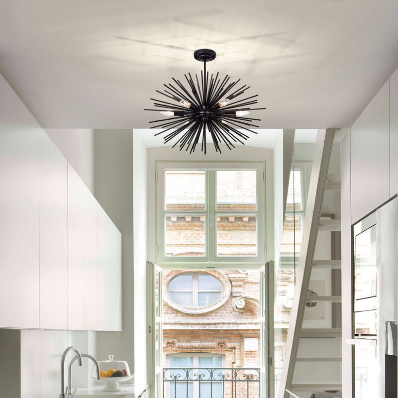 Justa Sputnik Black 6-Light Industrial Chandelier image number 2