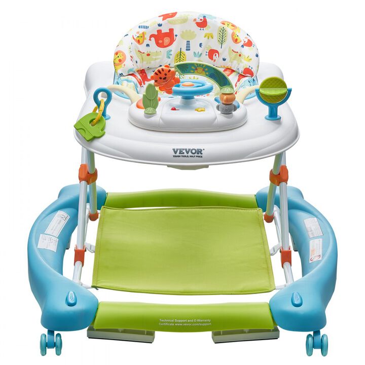 Foldable Baby Activity Walker with Wheels, Toys, Music, and 3-Height Adjustment