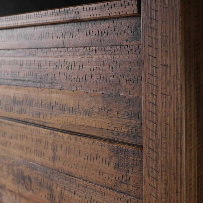 Hivvago FarmHome Walnut Solid Pine Platform Bed in Queen Size