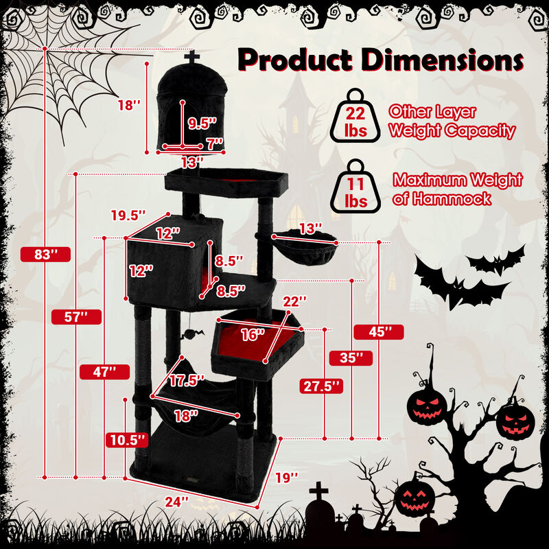 Unique Gothic Cat Furniture with Coffin Cat Bed and Enclosed Condos