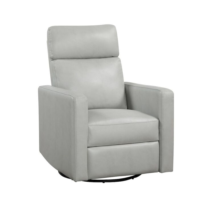 Lexicon Olathe Faux Leather Swivel Glider Reclining  Chair in Smoke