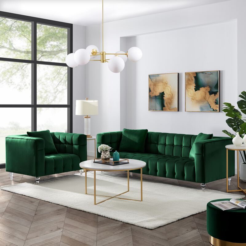 Inspired Home Steven Velvet Sofa