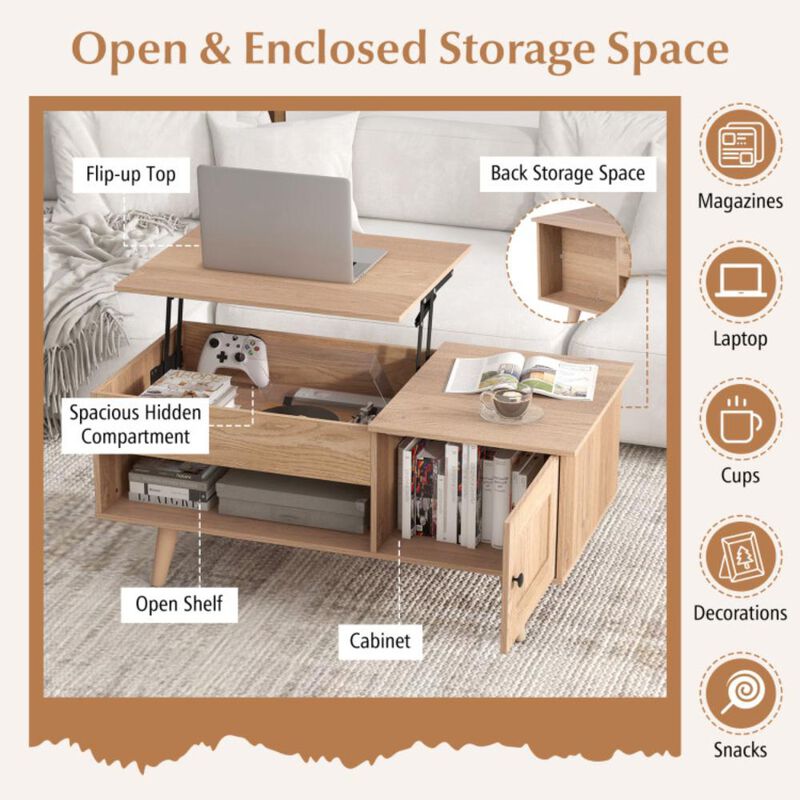 Hivvago Lift Top Coffee Table with Storage and Hidden Compartment