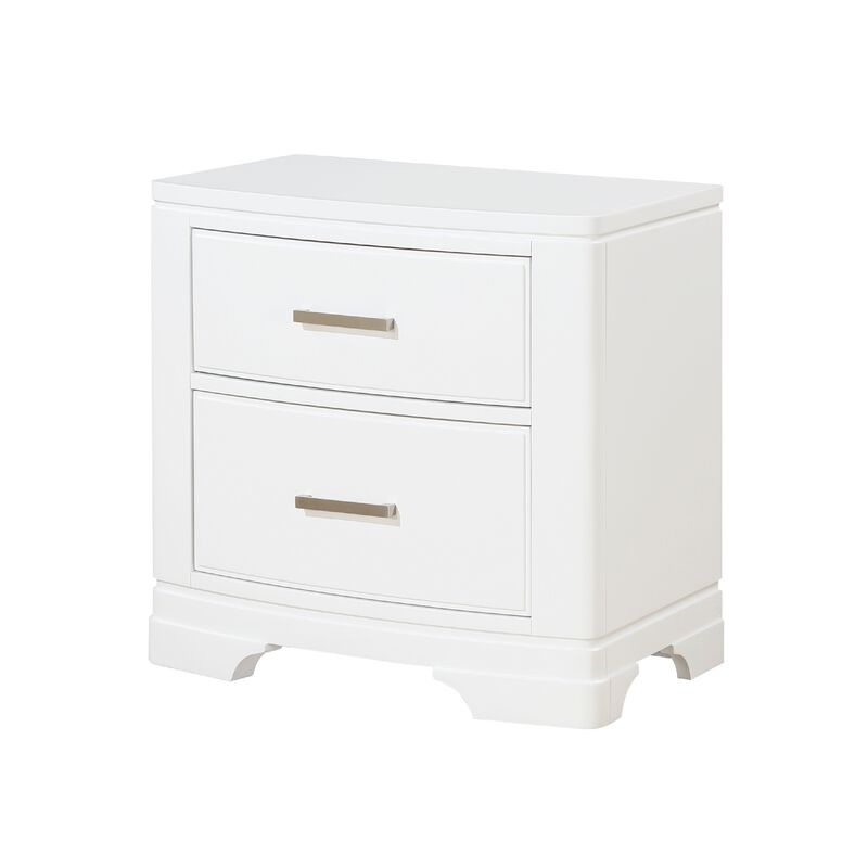 Hudy 2 Drawer Nightstand, Metal Handles, 26 Inch, White Birch Veneer image number 4