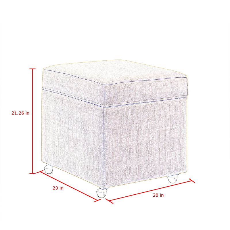 Inspired Home Francis Linen Ottoman