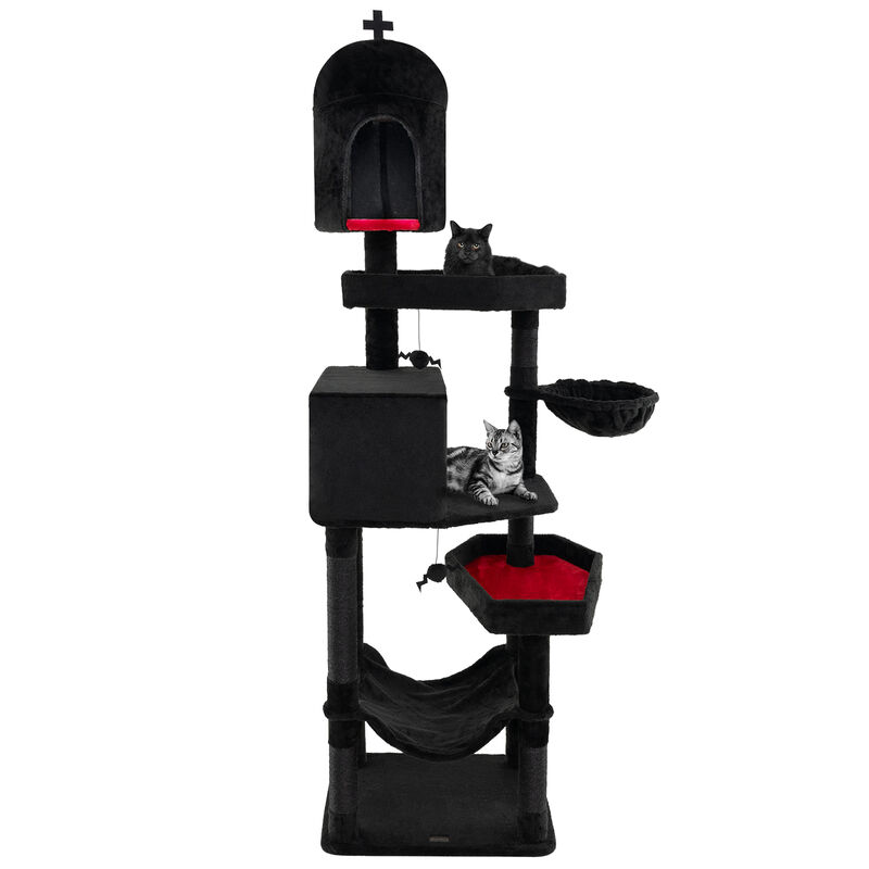 Unique Gothic Cat Furniture with Coffin Cat Bed and Enclosed Condos