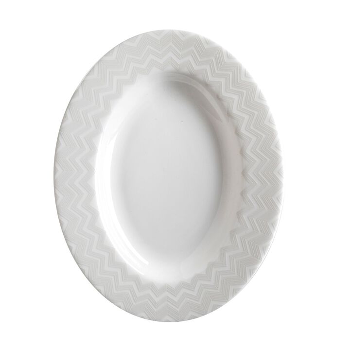 Pickle Dish ZIG ZAG WHITE, diam. 9.06"