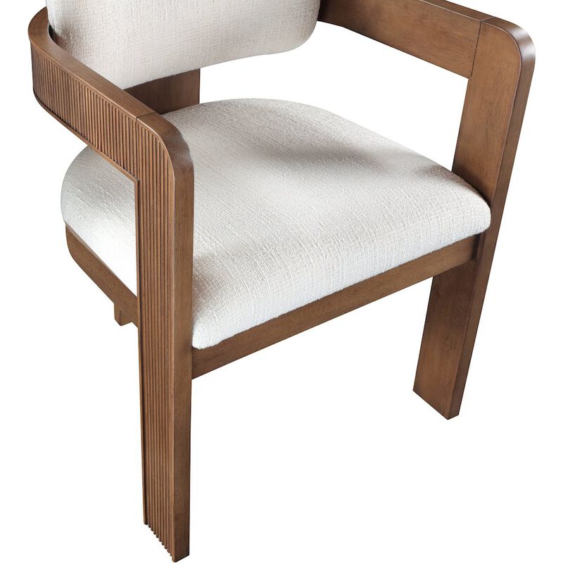 Meridian Furniture Sacha Cream Linen Textured Fabric Dining Chair, Set of 2