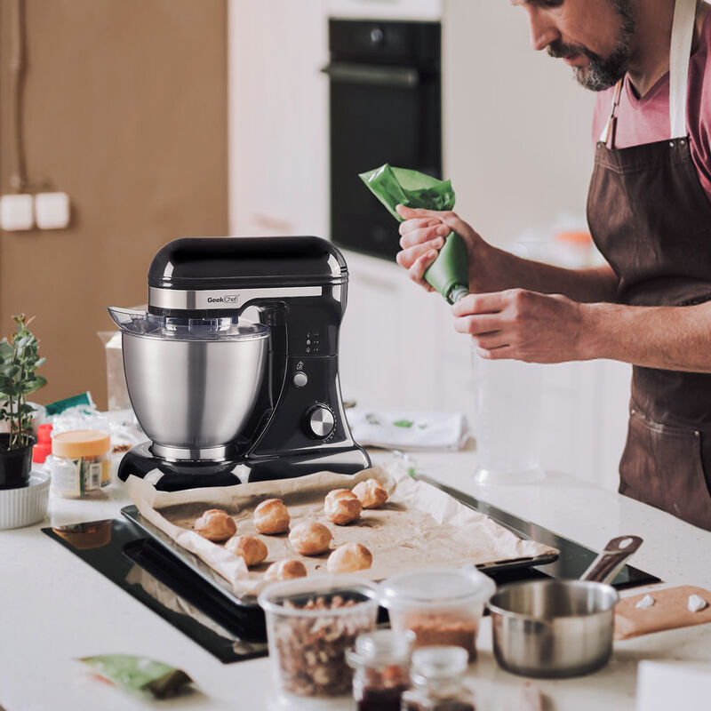 Electric Stand Mixer, 4.8QT 12 Speeds Tilt-head Food Mixer with Dough Hook, Rotary Knob, Whisk, Beater, Bowl image number 2