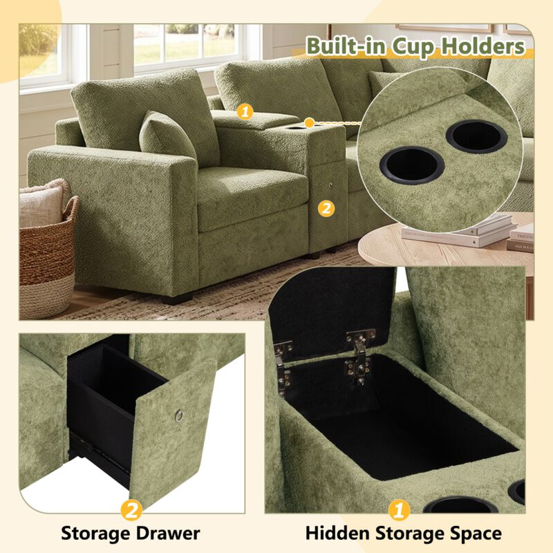 Guftem Modern 5‑Seat U‑Shaped Chenille Sectional Sofa image number 3
