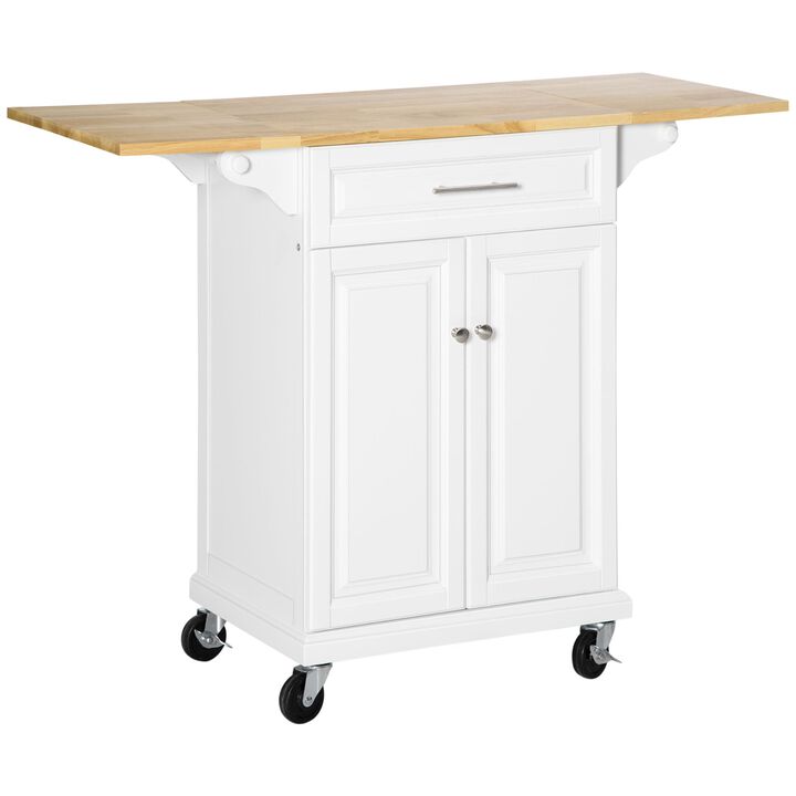 Kitchen Island Cart on Wheels with Extended Counter Drawer Cabinet Towel Racks Versatile Use