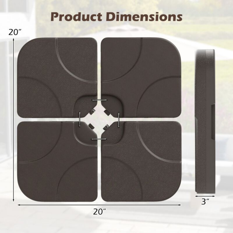 20 Inch Patio Offset Water Filled Plate Umbrella Base Sand-Coffee image number 3