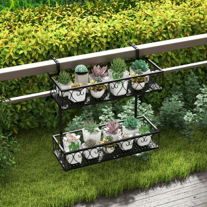 Hivvago Flower Pot Holder with Adjustable Hooks and 2 Planter Baskets