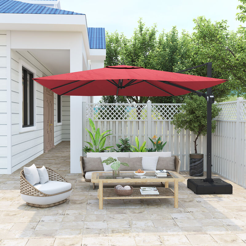 11ft Cantilever Patio Umbrella Square Umbrella Outdoor Patio Offset Patio Umbrella Large Outdoor Umbrella Pool Umbrella for Backyard Garden Deck Pool11ft Cantilever Patio Umbrella Square Umbrella Outdoor Patio Offset Patio Umbrella Large Outdoor Umbrella Pool Umbrella for Backyard（Without Base） image number 2