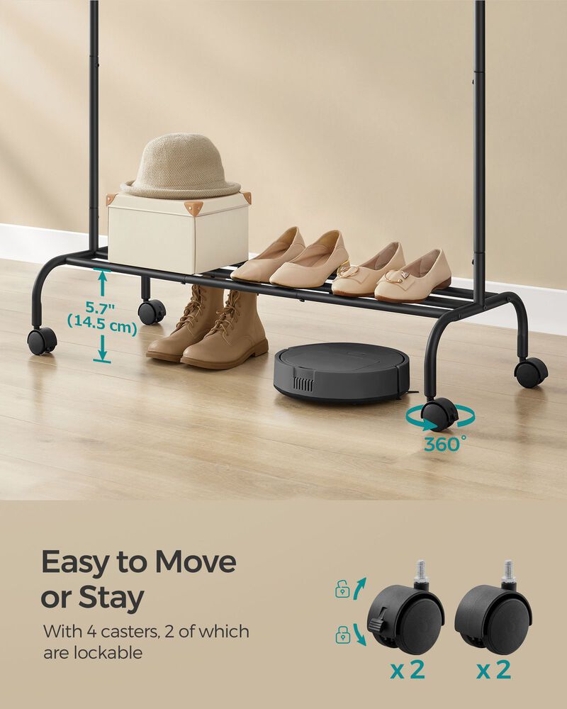 40.7" Wide Single-Rod Clothing Rack with Wheels