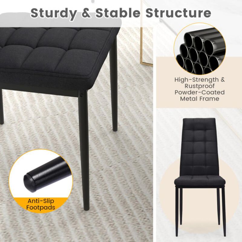 Hivvago Set of 4 Fabric Dining Chairs Set with Upholstered Cushion and High Back image number 3