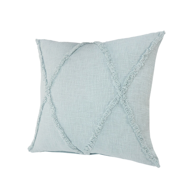 HomeRoots Set of Two Blue Diamond Cotton Throw Pillow With Fringe image number 5