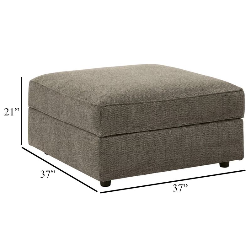 Fola Square Accent Ottoman, 37 Inch Gray, Cupholders with Storage