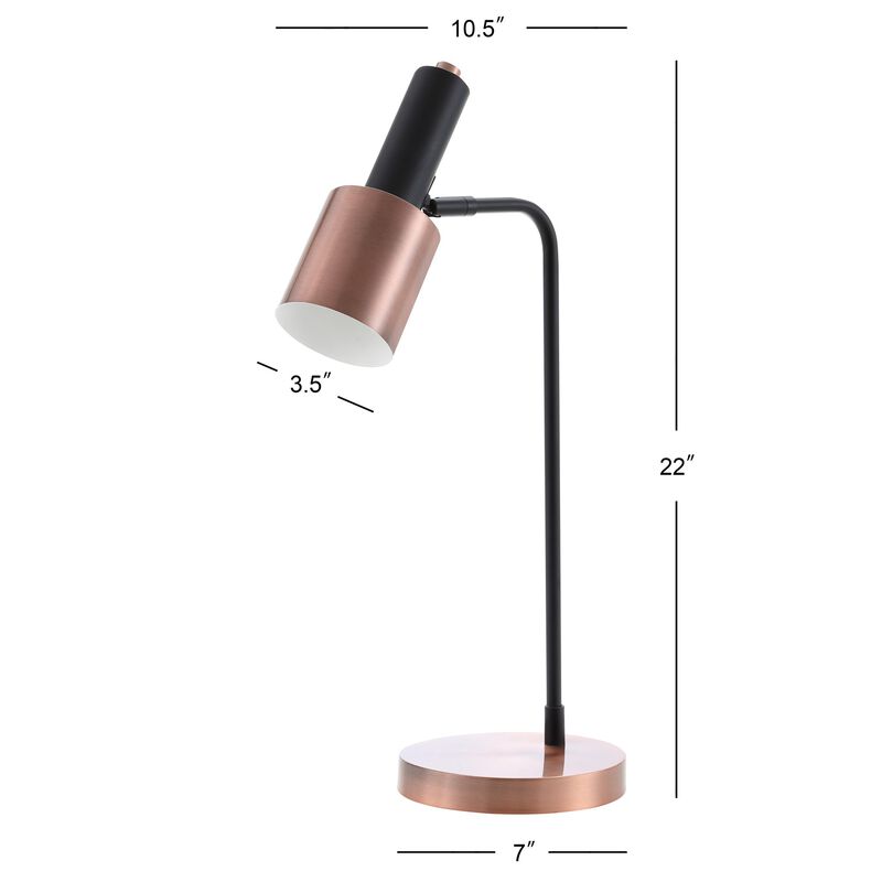 Brady 22" Metal LED Task Table Lamp, Copper/Black