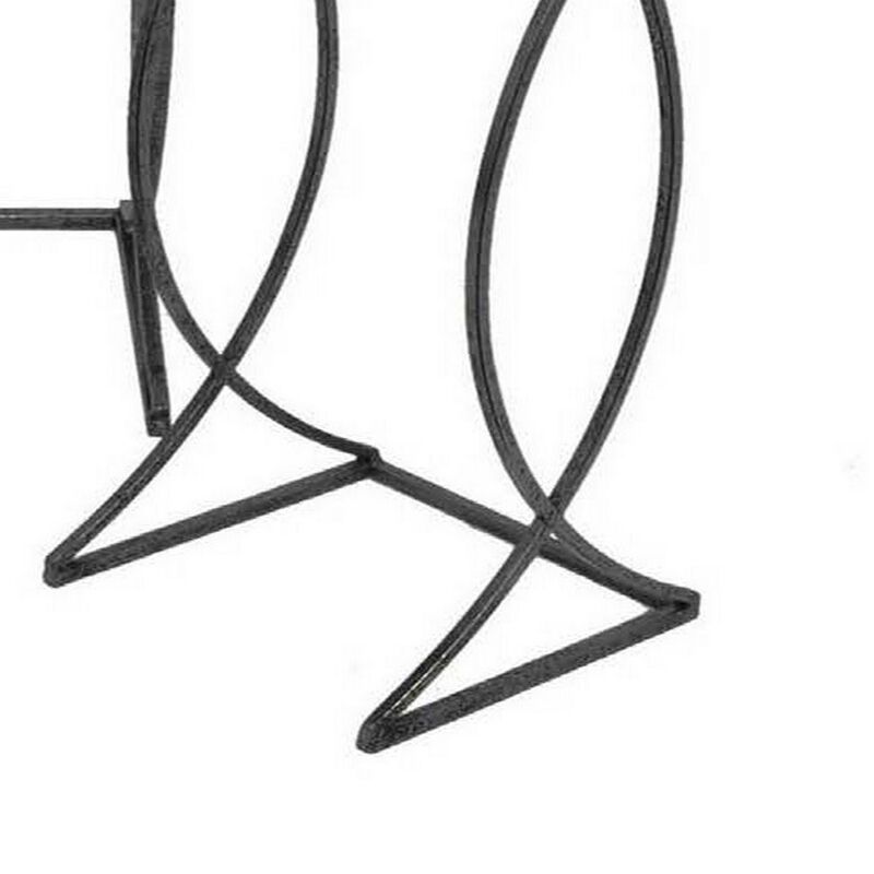 Rikki Plant Stand Table Set of 3, Curved Base, Modern Black Finished Metal - Benzara