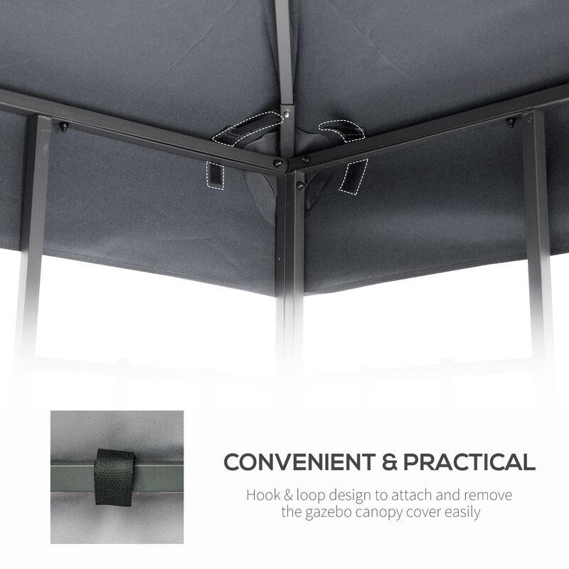 10' x 10' Gazebo Replacement Canopy 2 Tier Top UV Cover Pavilion Garden Patio Outdoor Light Grey (TOP ONLY)