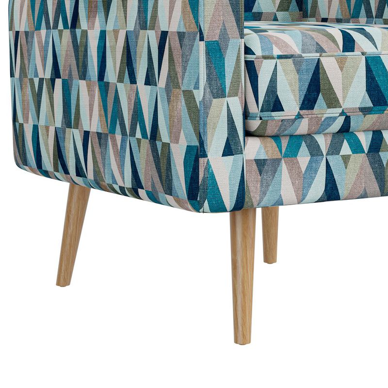 HL Home Furnishings Mid-Century Modern Armchair in Vibrant Multi-Blue Prism