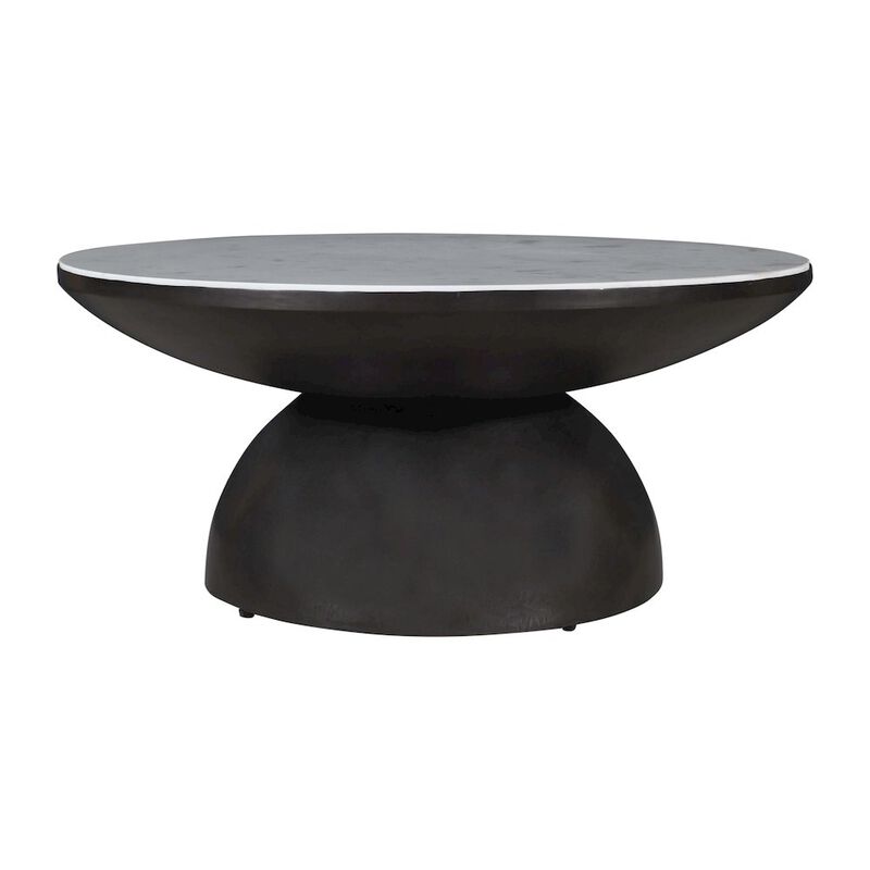 Jofran Circularity Modern Luxury Marble and Iron 35 Round Pedestal Coffee Table