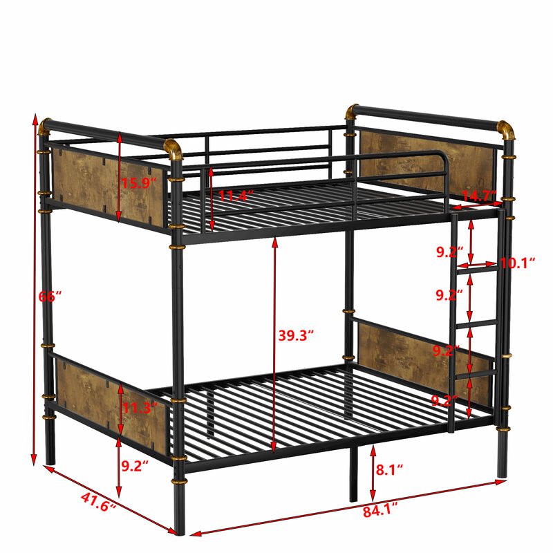 Detachable Metal Bunk Bed with Safety Guard Rails &ndash; Industrial Style for Teen Bedrooms