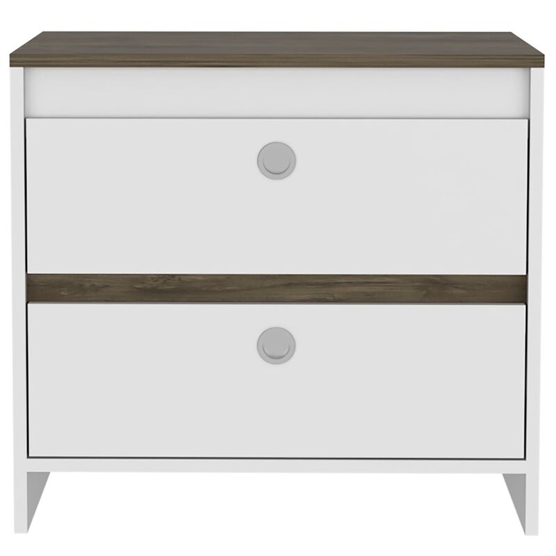 Streamdale Otom Nightstand: Top, Shelf, Drawer, Legs - Smokey Oak White