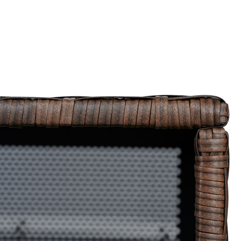 Nino 59.06" Modern Minimalist Outdoor Faux Wicker Deck and Patio Storage Box, Brown