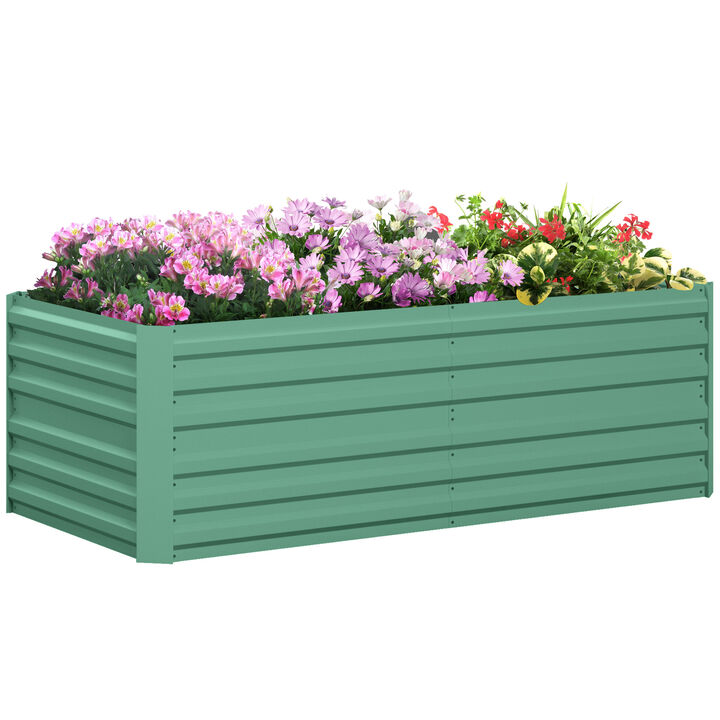 Outsunny Galvanized Raised Garden Bed Kit, Large and Tall Metal Planter Box for Vegetables, Flowers and Herbs, Reinforced, 6' x 3' x 2', Light Green