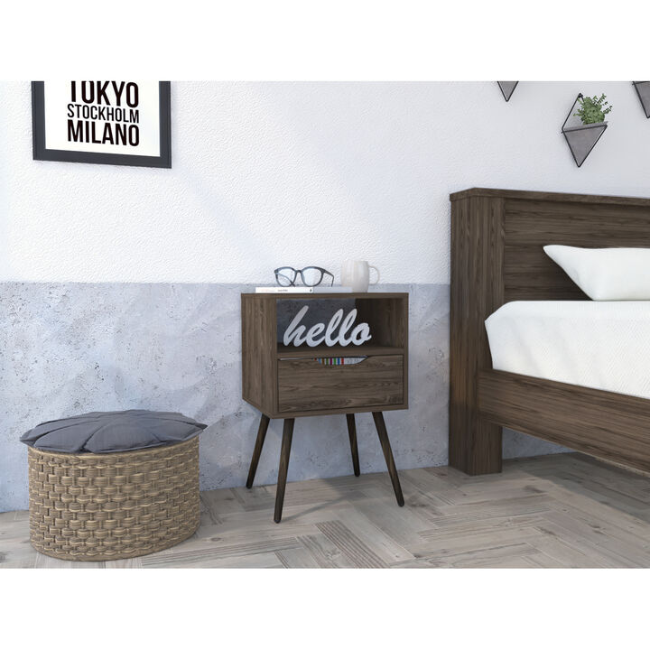 Streamdale Haverson 1-Drawer 1-Shelf Nightstand Dark Walnut