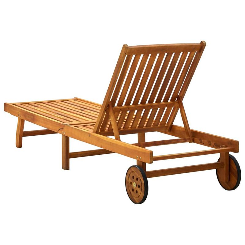 Sunlounger Natural Wood Solid Acacia Wood