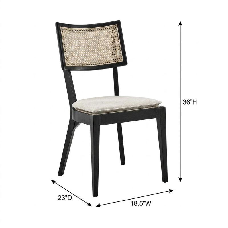 Fabric-Upholstered Wood Dining Chairs, Black White, Set of 2 image number 2