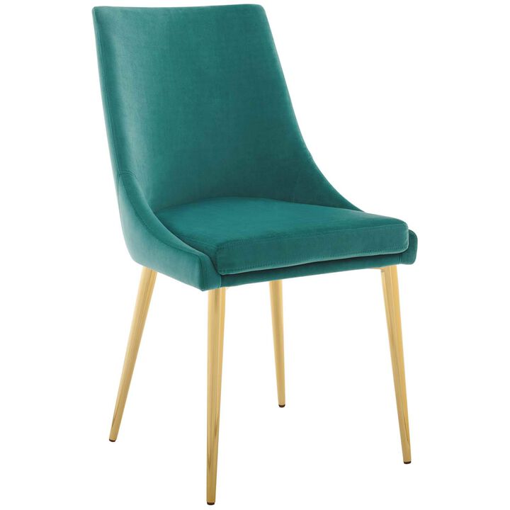 Modway Viscount Modern Accent Performance Velvet Dining Chair, Teal