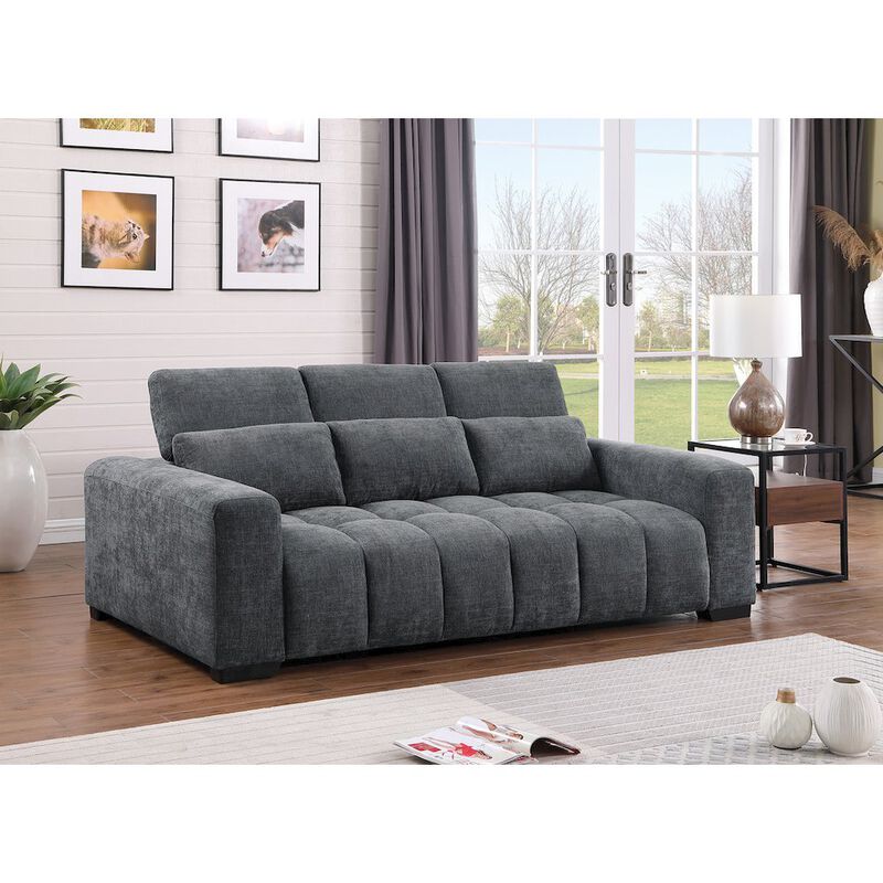 Best Quality Furniture 3 Seater Sofa In Dark Gray With Adjustable Back
