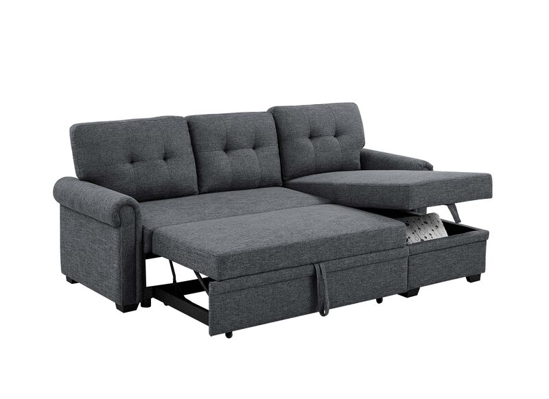 Nalkir 86 Inch Linen Blend Sleeper Sectional Sofa image number 4