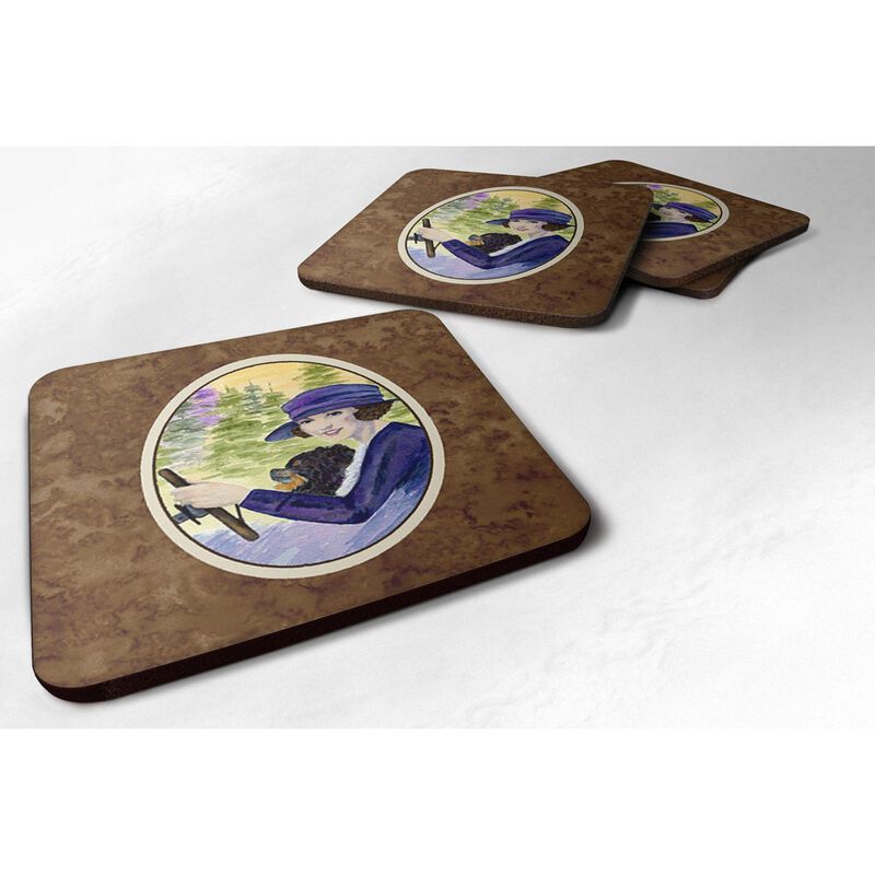 Caroline's Treasures SS8538FC Lady Driving with Her Pomeranian Foam Coasters (Set of 4), 3.5 H x 3.5 W, Multicolor image number 0