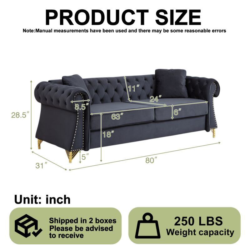 Brast Velvet Chesterfield Sofa image number 9