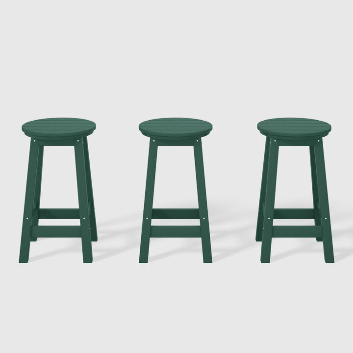 WestinTrends 24" HDPE Outdoor Patio Round Counter Height Bar Stool Set of 3