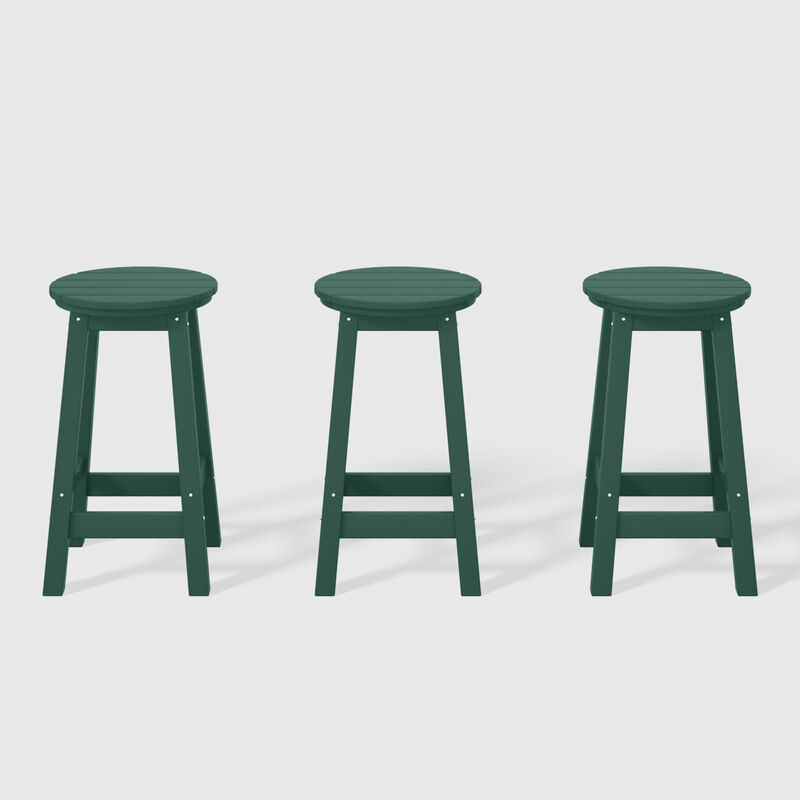 WestinTrends 24" HDPE Outdoor Patio Round Counter Height Bar Stool Set of 3